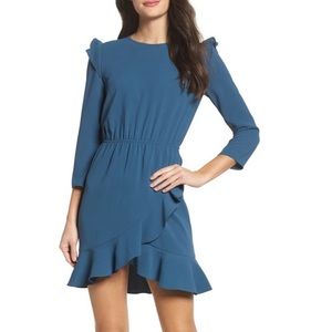 Ali & Jay St Germain Ruffle Fit & Flare Dress - Color Spruce (Green / Teal) - L